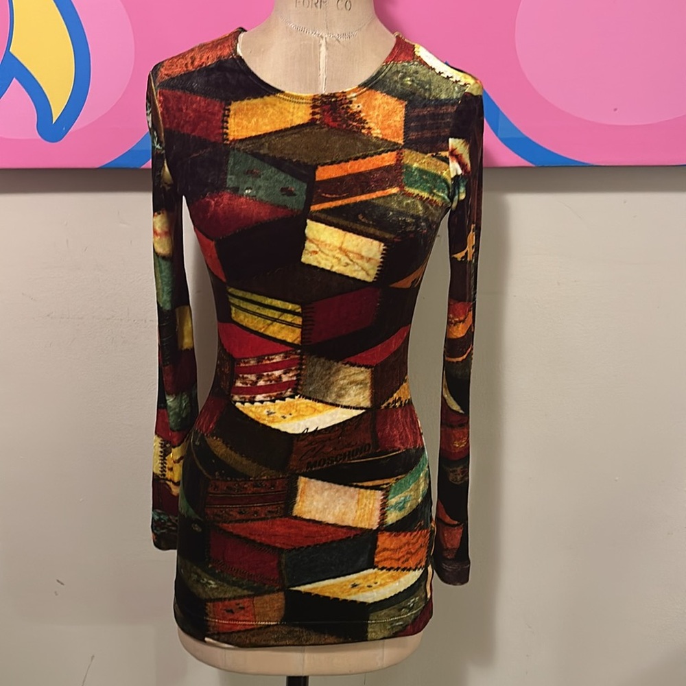 Moschino Cheap And Chic Patchwork Stretch, Velvet… - image 2